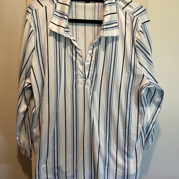 Striped Blue and White Women's Top - Picture 1 of 3
